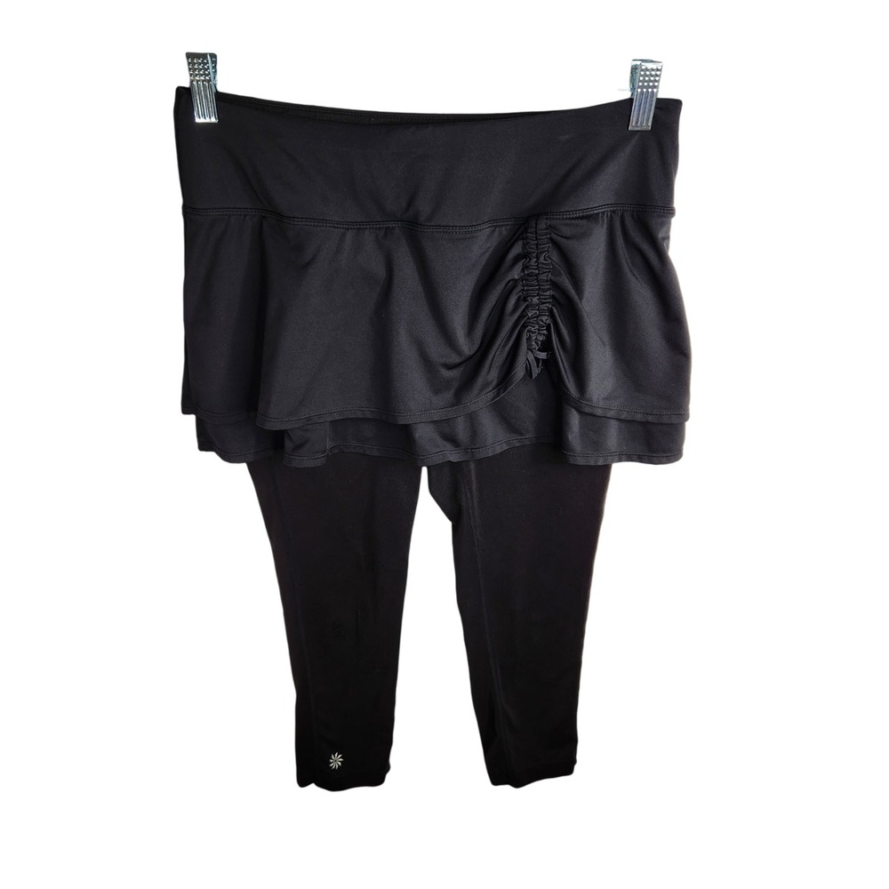 Athleta Womens Size Small Black 2 In One Skort Skirt Athleisure‎ Capri Leggings
